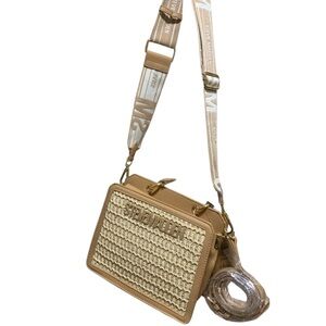 Elegant Tan and Camel Woven Steve Madden Crossbody Bag
